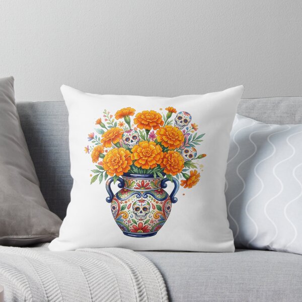 Item preview, Dia De Los Muertos Marigold Vase Illustration designed and sold by BetweenForms.