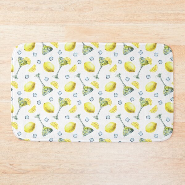 Item preview, Limoncello glass with ice cubes and lemon slice seamless pattern. Watercolor hand drawn designed and sold by BartolArt.