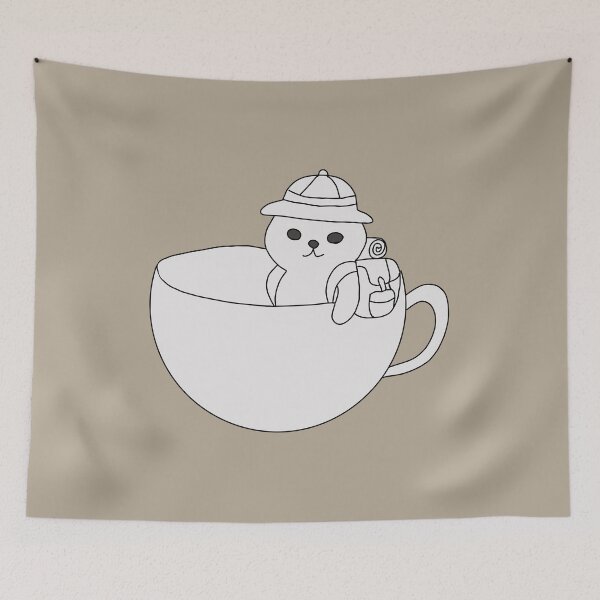 Item preview, Traveler Cat in a Teacup Adventure Illustration designed and sold by LeshanArt.