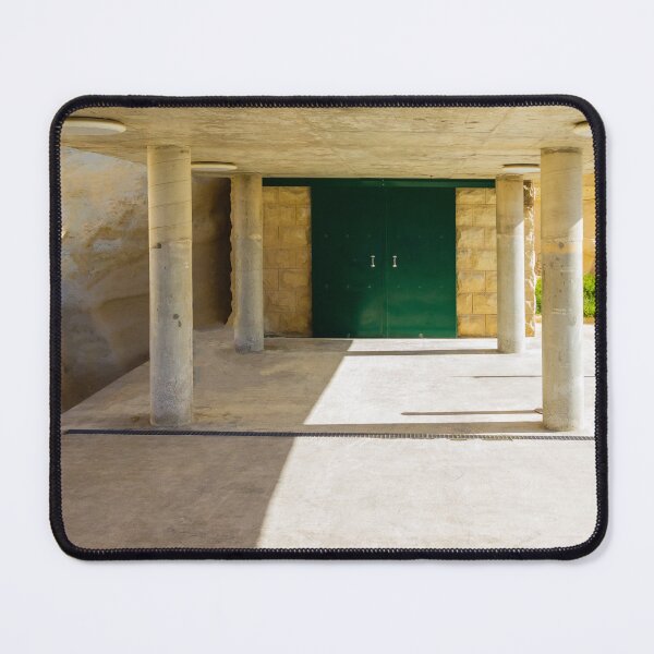 Item preview, Minimalist Concrete Pavilion With Green Double Doors, Pillars and Strong Shadow Lines In Sunlight designed and sold by Nmallia.