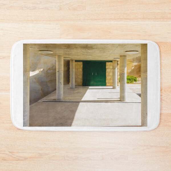 Item preview, Minimalist Concrete Pavilion With Green Double Doors, Pillars and Strong Shadow Lines In Sunlight designed and sold by Nmallia.