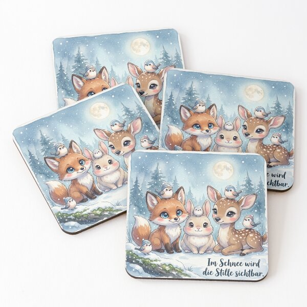 Item preview, Cute winter forest animals – fox, hare and fawn in the snowy woods | Fantasy illustration designed and sold by DervoTeck2767.