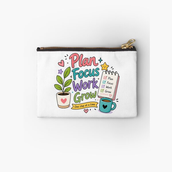 Artikelvorschau, Planen, fokussieren, arbeiten, wachsen | Niedliches Produktivitätszitat, Planer & Lernmotivation | Kawaii-Design für Büro, Tagebuch & ADHS-freundlich entworfen und verkauft von Pixanova.
