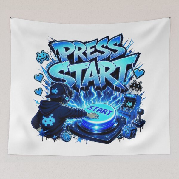 Item preview, PRESS START Gaming Sticker | Neon Gamer Graffiti Esports Design designed and sold by Stylestickers55.