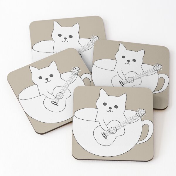 Item preview, Cute Guitarist Cat in a Coffee Cup - Acoustic Music Lover Gift designed and sold by LeshanArt.