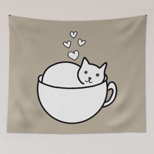 Item preview, Coffee cat in a cup, minimalist animal illustration designed and sold by LeshanArt.