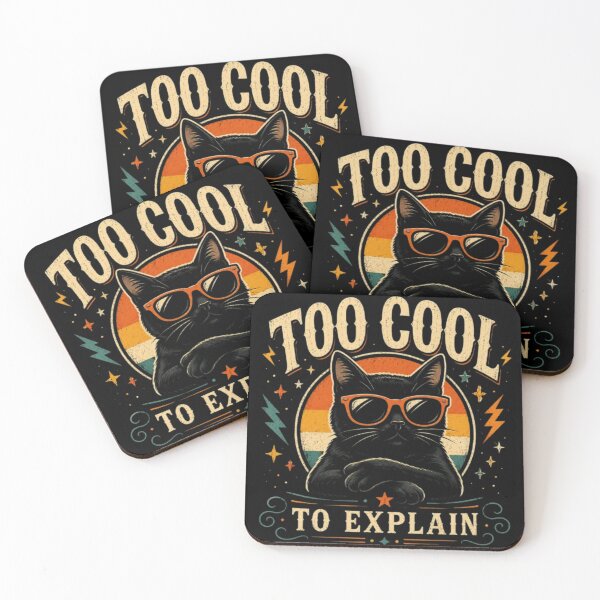 Item preview, Too Cool to Explain Black Cat Retro Sunglasses Funny Vintage Cool Cat Sticker T-Shirt designed and sold by TulipsArtDesigns .