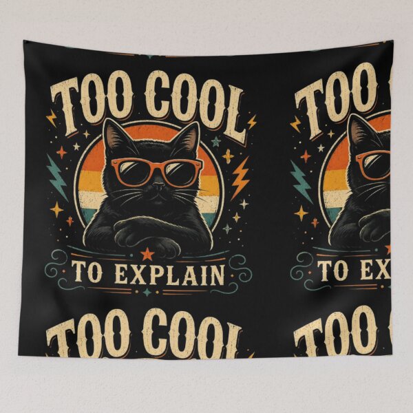 Item preview, Too Cool to Explain Black Cat Retro Sunglasses Funny Vintage Cool Cat Sticker T-Shirt designed and sold by TulipsArtDesigns .