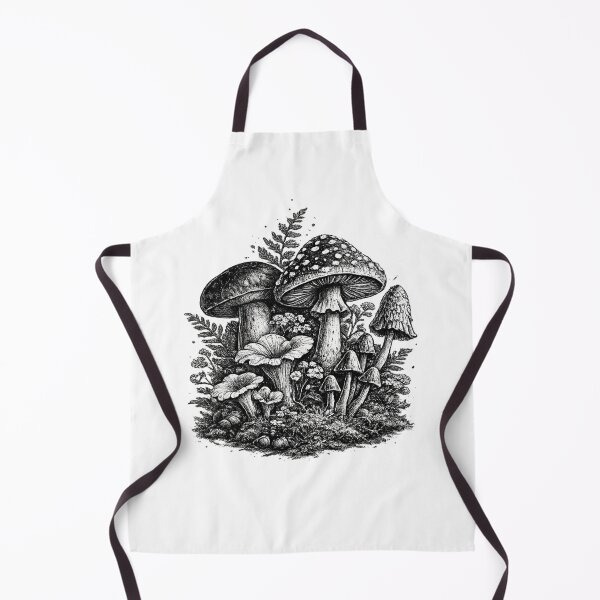 Item preview, Vintage forest mushrooms linocut designed and sold by HandicraftArt.