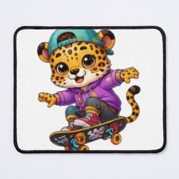 Item preview, Kawaii Skateboard Leopard Cub Cartoon designed and sold by DailyDoodlesBySumbul.