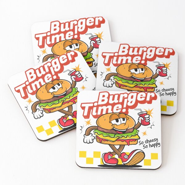 Artikelvorschau, Burgerzeit! Lustiges Cartoon-Burger-Maskottchen mit Soda – Retro-Fast-Food entworfen und verkauft von sanwr.