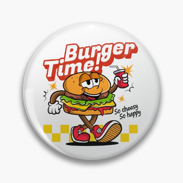 Artikelvorschau, Burgerzeit! Lustiges Cartoon-Burger-Maskottchen mit Soda – Retro-Fast-Food entworfen und verkauft von sanwr.