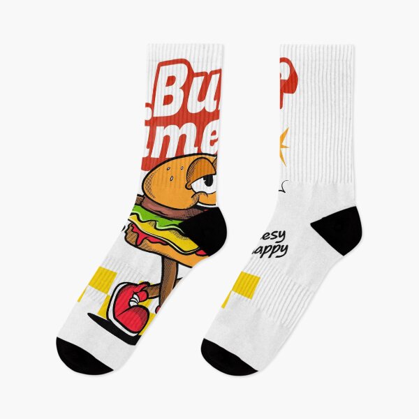 Item preview, ¡Hora de la hamburguesa! Divertida mascota de hamburguesa de dibujos animados con refresco. Comida rápida retro. designed and sold by sanwr.