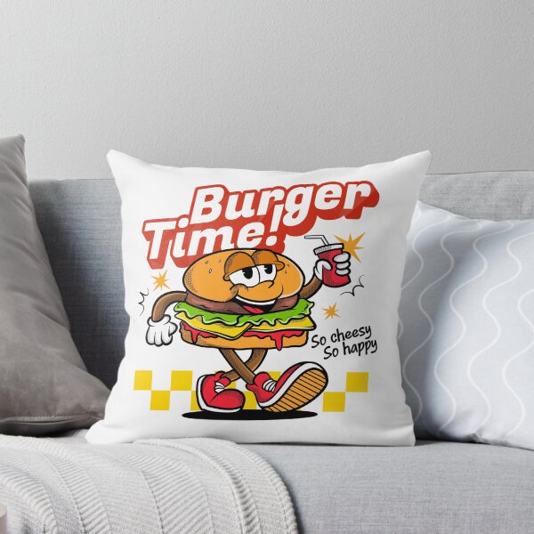 Item preview, Burger Time! Funny Cartoon Burger Mascot with Soda Retro Fast Food designed and sold by sanwr.