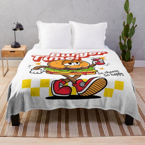Item preview, Burger Time! Funny Cartoon Burger Mascot with Soda Retro Fast Food designed and sold by sanwr.