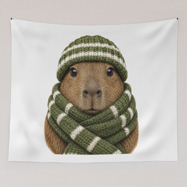 Item preview, Cozy Capybara Winter designed and sold by Snurly.