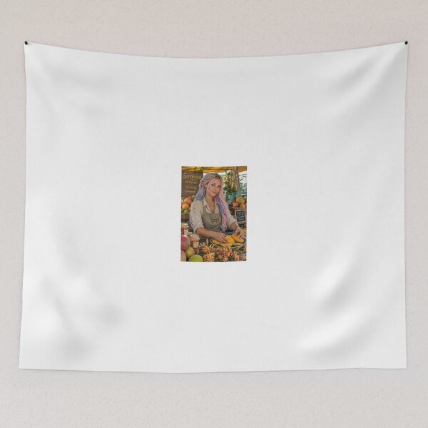 Item preview, Woman in Apron with Mango at Market Stall designed and sold by CathryneDelamort.