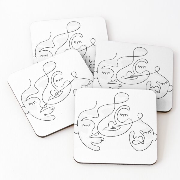 Item preview, Three Faces Continuous Line Art – Minimalist Abstract Face Drawing designed and sold by BuckaBaby.