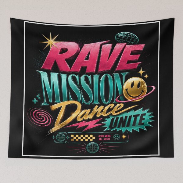 Item preview, Rave Mission Dance Unite – Retro Festival Vibes for true EDM & Techno fans designed and sold by Peter Kaul.