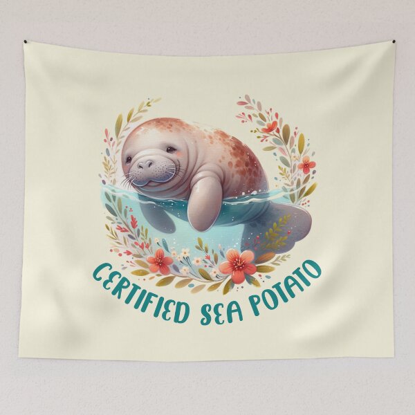 Item preview, Certified Sea Potato Cute Manatee Watercolor Ocean Animal Pun Design designed and sold by Sachie's Studio.