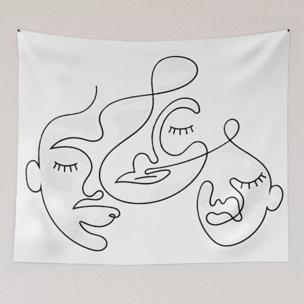 Item preview, Three Faces Continuous Line Art – Minimalist Abstract Face Drawing designed and sold by BuckaBaby.