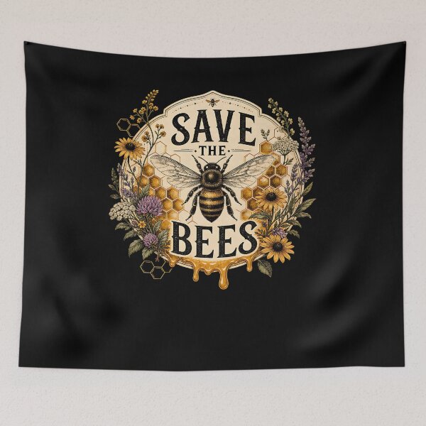 Item preview, Vintage Honeybee Save The Bees Honeycomb designed and sold by FreshPixelArt.