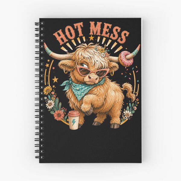 Item preview, Hot Mess Leopard Highland Cow Funny Coffee Lover Graphic designed and sold by ErradoArtIta.