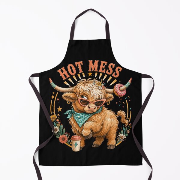 Item preview, Hot Mess Leopard Highland Cow Funny Coffee Lover Graphic designed and sold by ErradoArtIta.