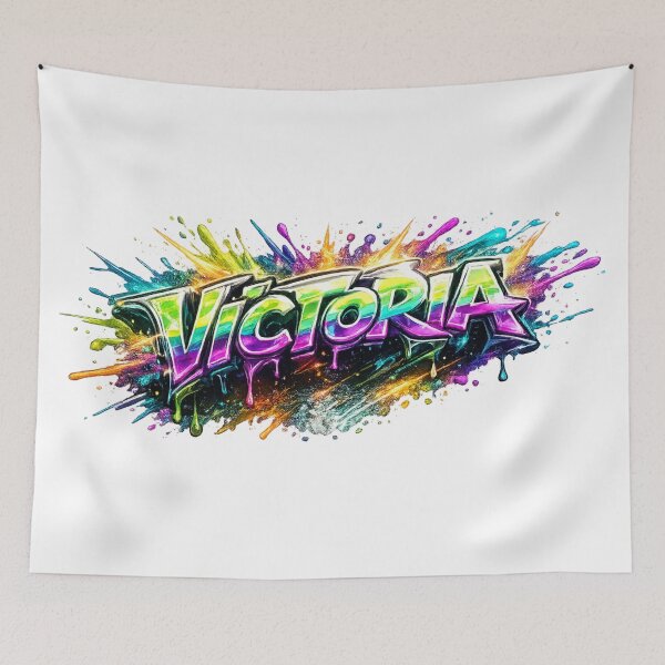 Item preview, Victoria Personalized Graffiti Name – Colorful Urban Street Art Design designed and sold by AlexLineArt.