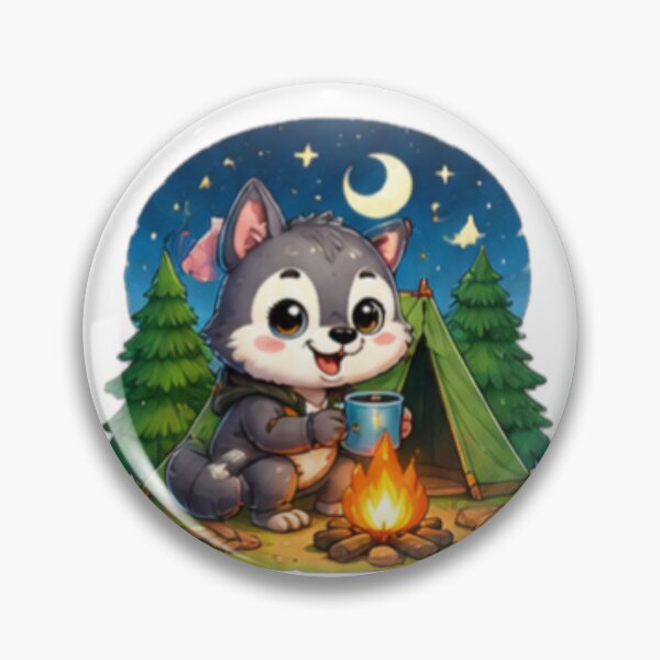 Item preview, Kawaii Camping Husky Puppy designed and sold by DailyDoodlesBySumbul.