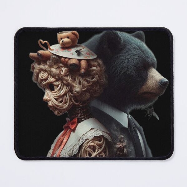 Item preview, Surreal Noodle Portrait with Black Bear and Teddy Bear designed and sold by LujziWorld.