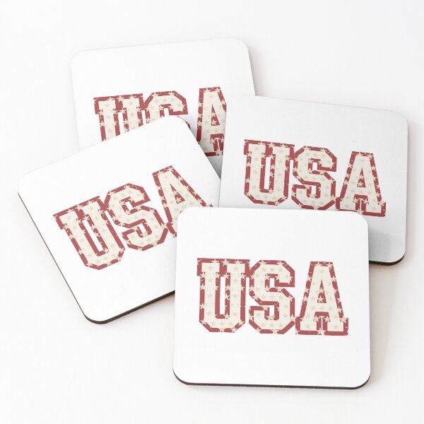 Item preview, Vintage USA Red White Stars Athletic Block Typography designed and sold by Paper Drip.