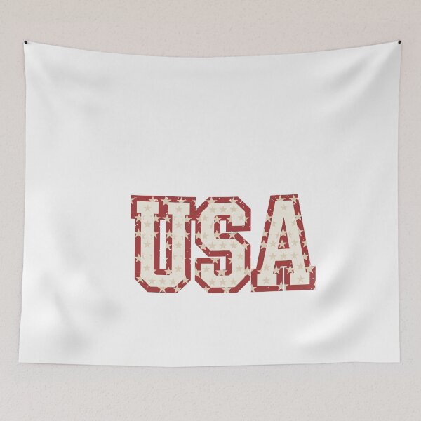 Item preview, Vintage USA Red White Stars Athletic Block Typography designed and sold by Paper Drip.