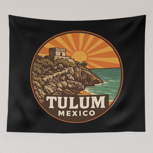 Item preview, Tulum Mexico Mayan Ruins Retro Vintage Travel designed and sold by TomFrontierArt.