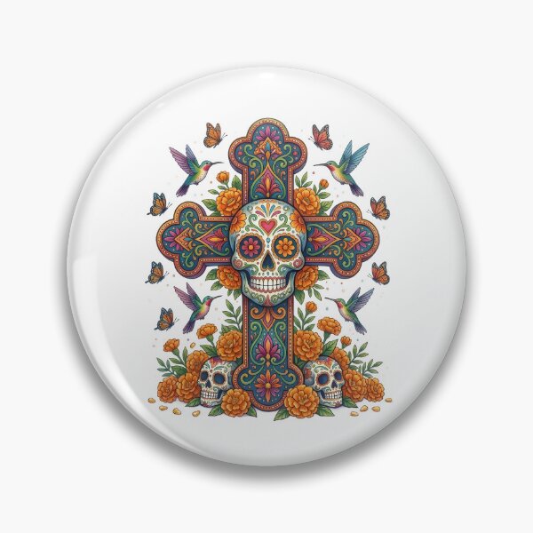 Item preview, Ilustración de la cruz del cráneo del azúcar del día de los muertos designed and sold by BetweenForms.