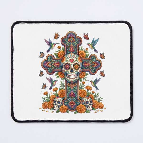 Item preview, Dia De Los Muertos Sugar Skull Cross Illustration designed and sold by BetweenForms.