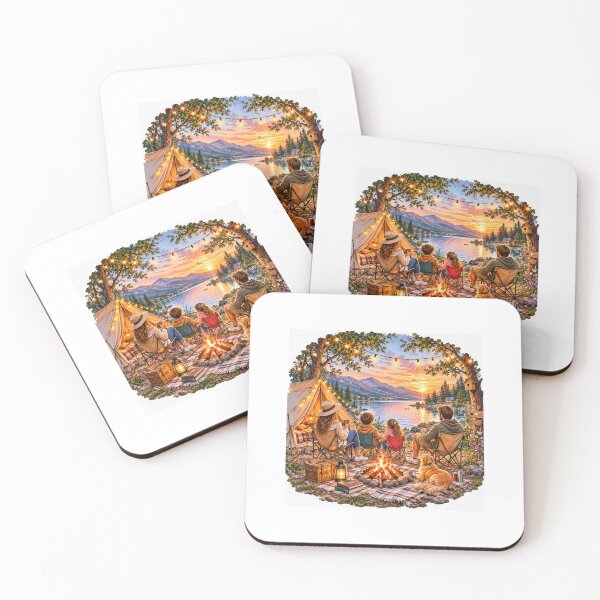 Item preview, Family Lakeside Camping Sunset Cozy Adventure Design designed and sold by NestDesigns01.