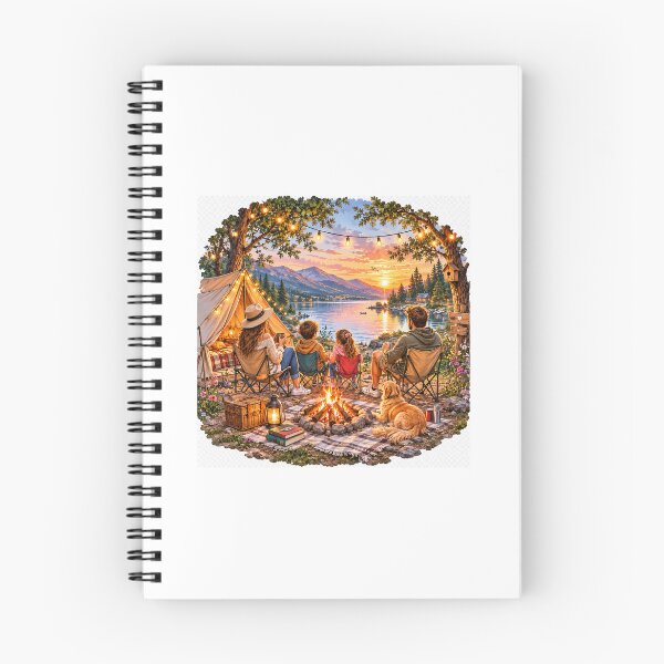 Item preview, Family Lakeside Camping Sunset Cozy Adventure Design designed and sold by NestDesigns01.
