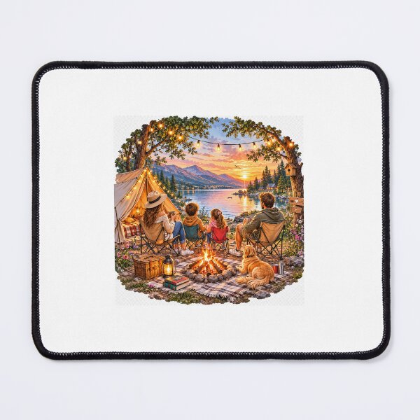 Item preview, Family Lakeside Camping Sunset Cozy Adventure Design designed and sold by NestDesigns01.