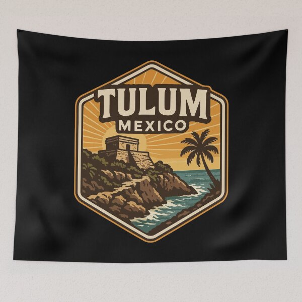 Item preview, Tulum Mexico Mayan Ruins Vintage Travel designed and sold by TomFrontierArt.