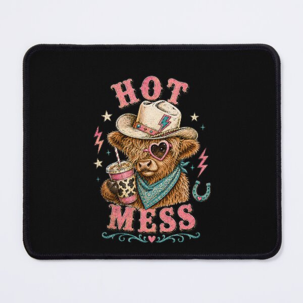 Item preview, Hot Mess Leopard Highland Cow Funny Coffee Lover Graphic designed and sold by ErradoArtIta.