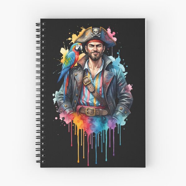 Item preview, Pirate Captain Macaw Parrot Watercolor Dripping Paint Illustration designed and sold by Exquisite Design Studio „Paculówka”.