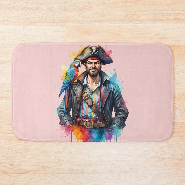 Item preview, Pirate Captain Macaw Parrot Watercolor Dripping Paint Illustration designed and sold by Exquisite Design Studio „Paculówka”.