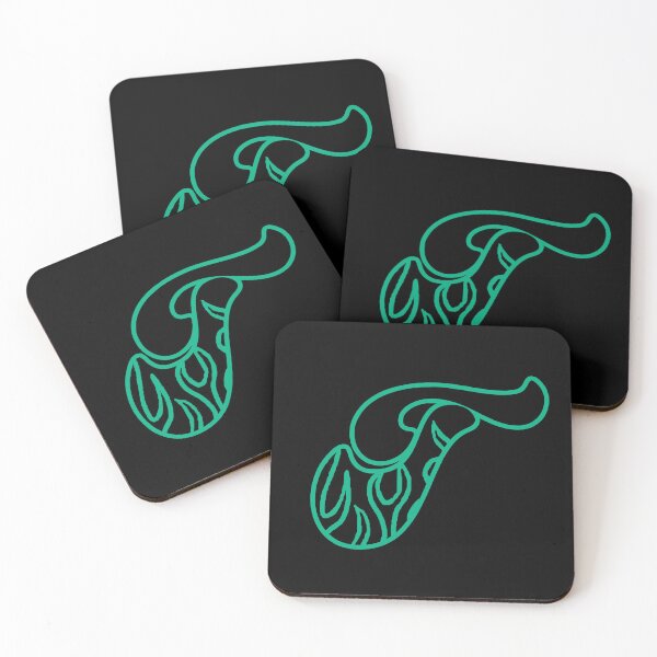 Item preview, Groovy Retro Teal Fiery Letter T Monogram designed and sold by CamilasPrints.