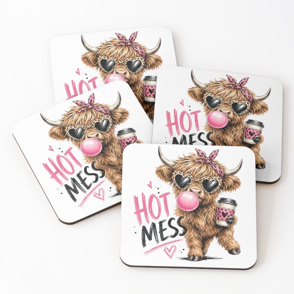 Item preview, Hot Mess Leopard Highland Cow Funny Coffee Lover Graphic designed and sold by ErradoArtIta.