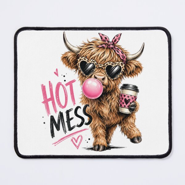Item preview, Hot Mess Leopard Highland Cow Funny Coffee Lover Graphic designed and sold by ErradoArtIta.