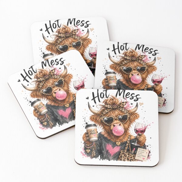 Item preview, Hot Mess Leopard Highland Cow Funny Coffee Lover Graphic designed and sold by ErradoArtIta.