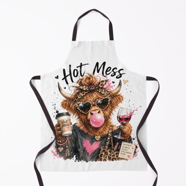 Item preview, Hot Mess Leopard Highland Cow Funny Coffee Lover Graphic designed and sold by ErradoArtIta.
