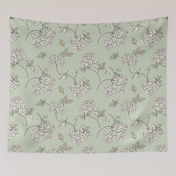 Item preview, Sage Green Hydrangea Pattern | Vintage Botanical Floral designed and sold by NuvoraNest.