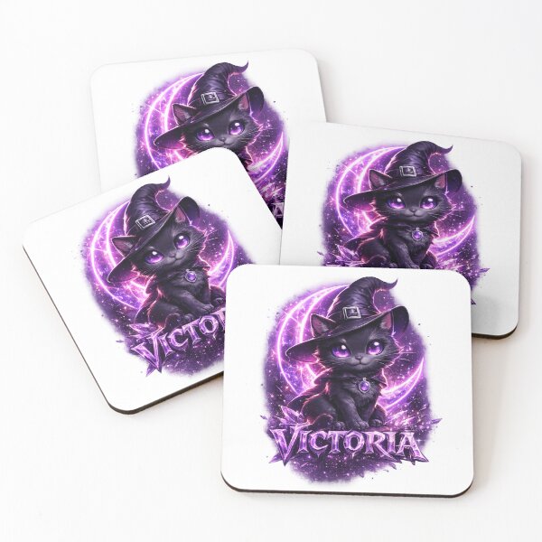 Item preview, Victoria Personalized Witch Cat – Magical Fantasy Halloween Design designed and sold by AlexLineArt.